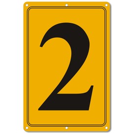 i-CowFun Premium Aluminum Number Signs 2, Metal 12" X 8" Yellow Numbered Signs Outdoor for Parking Lots, Floor, Dock, Court, Aisle, Field, High Visibility, No Fade, Weather-resistant