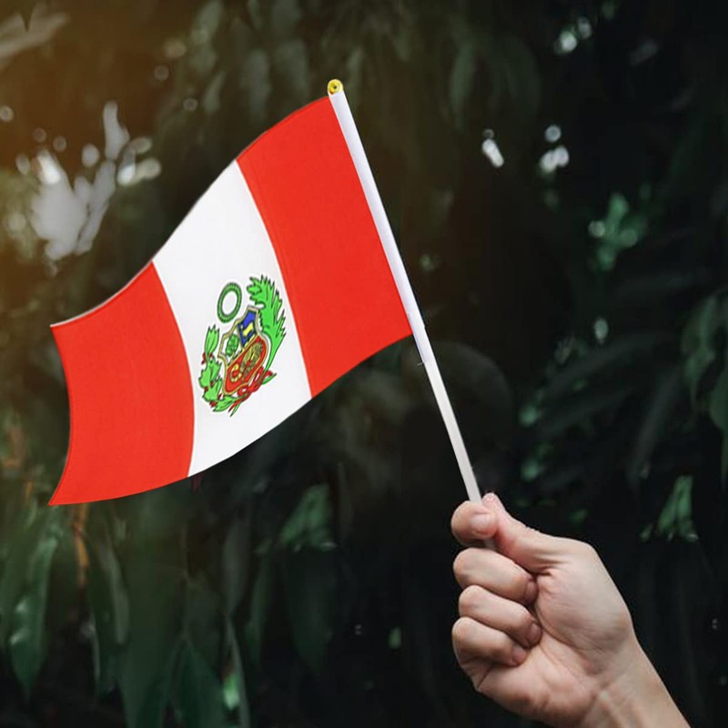 Peru Flag Peruvian Small Stick Mini Hand Held Flags Decorations