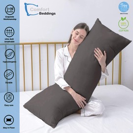 Comfort Beddings Premium Quality 800TC Bolster Pillow Case 100% Natural Cotton 1pc Body Pillow Case for Maternity/pregnancy Pillows (Size : 20" x 54", Color Grey)