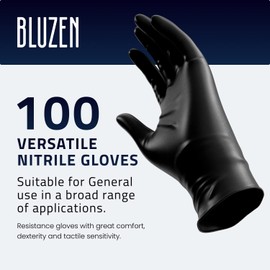 BLUZEN 6 Mil Black Disposable Nitrile Gloves Medium - Food and Medical Grade Disposable Gloves - Rubber and Latex Free Gloves - For Surgical, Medical, Food Service, Kitchen, Mechanic, and Cooking