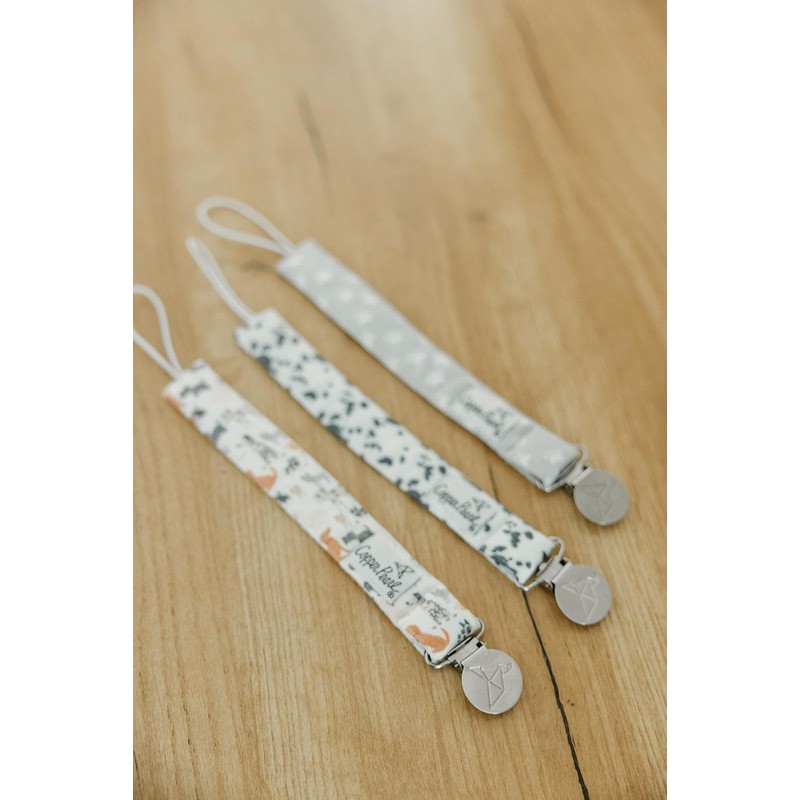 Copper Pearl Pacifier Clip 3-Pack: Premium Knit Binky Clips for