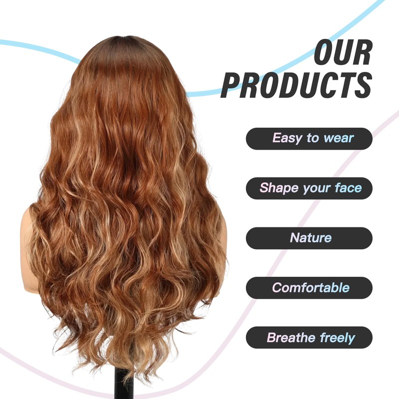 purshine Long Ombre Brown Wig for Women, 22 Inch Long