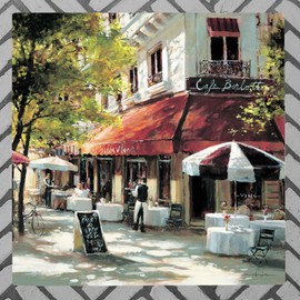 Global Designs Cafe Berlotti Ceramic Tile Picture Plaque Sign Wall Art By Brent Heighton Paris Scene 20x20cm