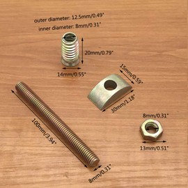 RUN 6 Pieces M8x100 mm Panel Furniture Wardrobe Four-in-one Connectors Fittings Table Bed Assembly Fasteners Bolts Nuts Threads Half Moon Spacers