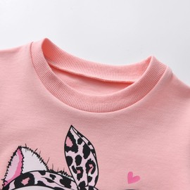 Toddler Baby Girls Clothes Outfits Infant Cat Print Sweatshirt Pullover Tops Long Pants Fall Winter 2PCS Set Pink 12-18 Months