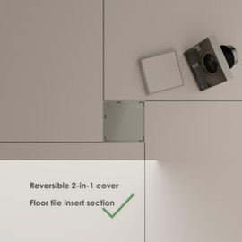 Sunrosa 4 Inch Square Shower Drain, Brushed Nickel Shower Drain with Reversible Tile-Insert Cover 304 Stainless Steel Shower Floor Drain, PVD Coating Floor Drain