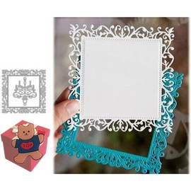 Lace Leaf Vine Square Frame Dies for Card Making, Cut Stencils Scrapbooking Cutting Dies for DIY Scrapbooking Photo Album Decorative Embossing Paper Dies for Card Making Templated+Cute Brooch Pin