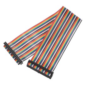 QUARKZMAN IDC Rainbow Ribbon Cable 2.54 mm Pitch 40 Pin Connection Lead FC Double Female Black Connector for DIY Experiment 1 Ft Length 1 Piece