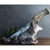 Ebros Gray Wolf In Forest Centerpiece With Hunting Knife Letter