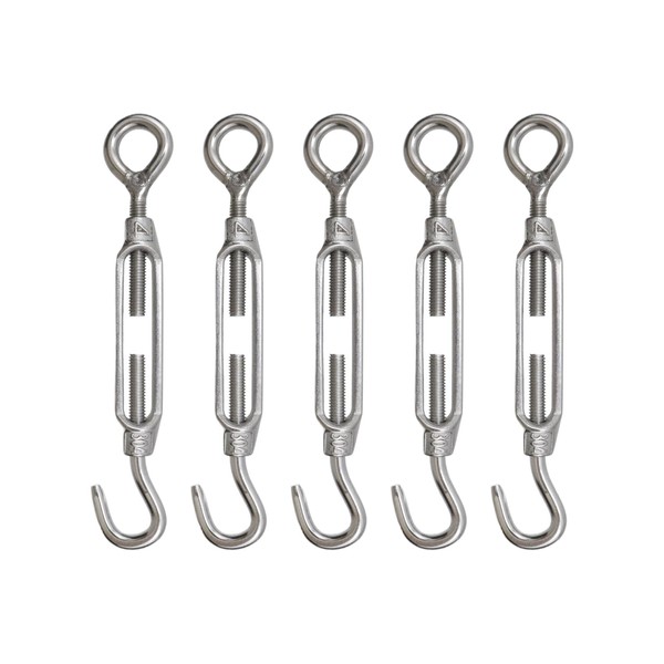 WDONAY 5 PCS M4 Stainless Steel Turnbuckles Hook and Eye,