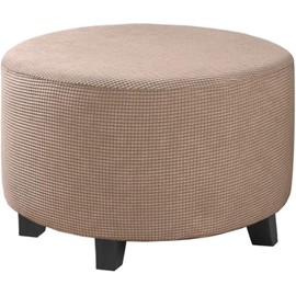 DKSLIPGO Ottoman Cover Stretch Ottoman Slipcover Round Ottoman Storage Cover Folding Stool Covers Furniture Protector Cover (Sand,Large)