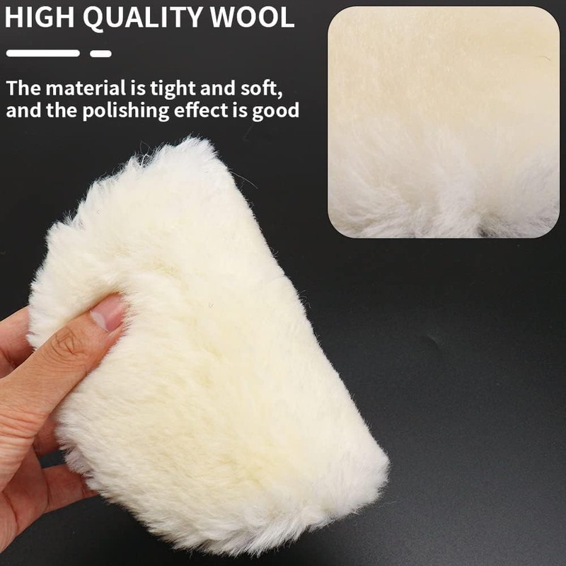 NuoDunco 7 Pieces 4 Inch Wool Polishing Pad Wool Bonnet
