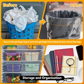 Large Rubber Bands Heavy Duty- 120PCS Colored 7" Elastic Band, Office Supplies, Extra Large, Bulk Set, Assorted Colors, Ideal for Tie Dye, Geoboards, Organizing Magazine, Notebook, Fixing Trash Cans