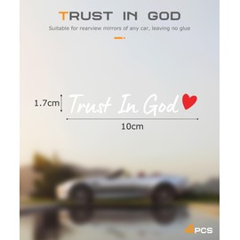SCUARI 4PCS Car Stickers,Cars Decals,Car Accessories Trust in God Rearview Mirror Sticker,Auto Stickers and Decals,Auto Decals for Women,Trust in God Mirror Decoration,Fits Most Vehicles (White&Red)