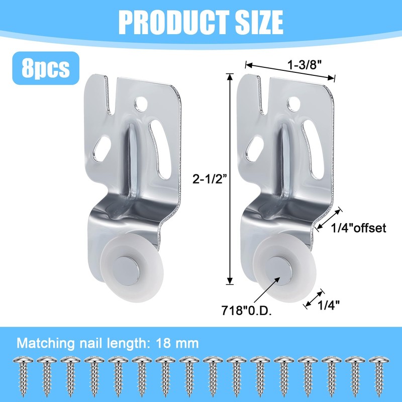 8 Pcs Closet Door Rollers, Sliding Closet Door Hardware, Hardware