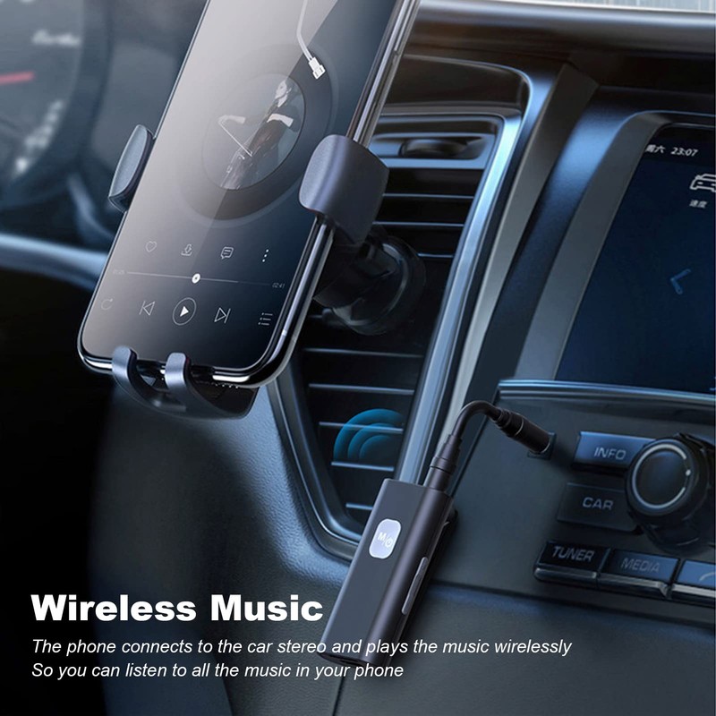 Bluetooth Aux Adapter, Clip On Wireless Bluetooth 5.0 Receiver, 3.5mm