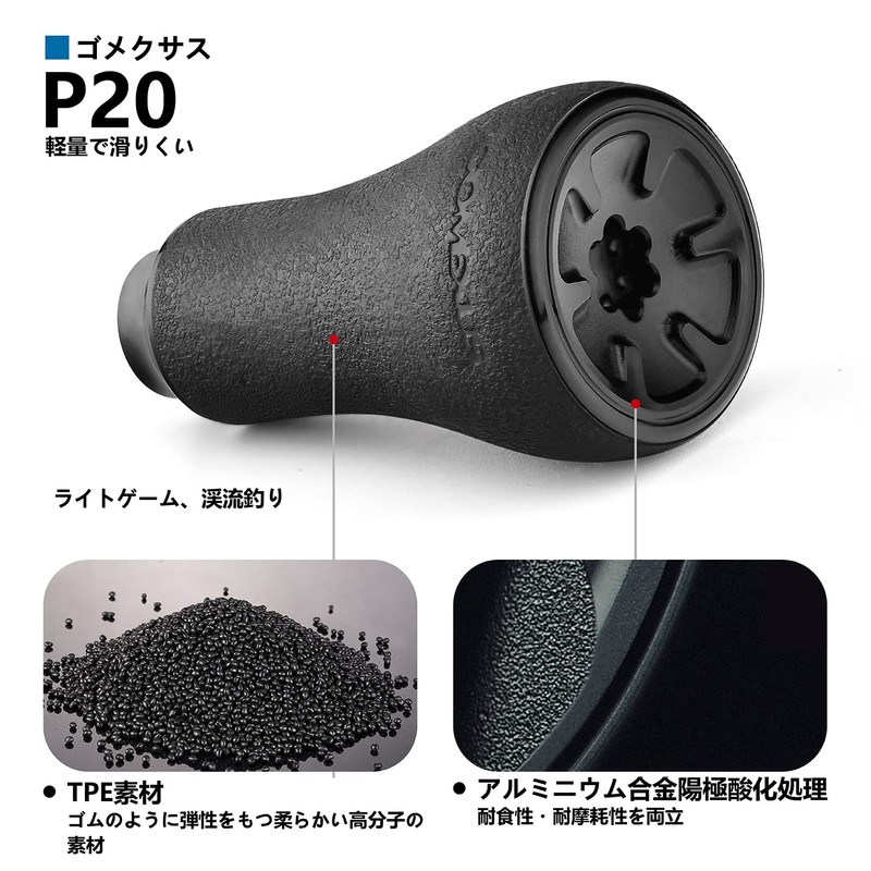 Gomexus P20 Handle Knob, TPE, Aldebaran BFS, Red Fang X