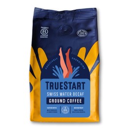 TrueStart Ground Coffee 200g, Swiss Water Decaf - Ground Coffee for Cafetiere V60 Aeropress, Single Origin Arabica Coffee Beans, Freshly Hand Roasted Speciality Grade, Medium Roast
