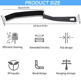 FIHODONE Pack of 2 Gap Cleaning Brush, Joint Cleaning Brush with Hard Bristles, Multifunctional Cleaning Brush, Slim, Hand Brush with Long Slot, for Bathroom, Kitchen (Black)