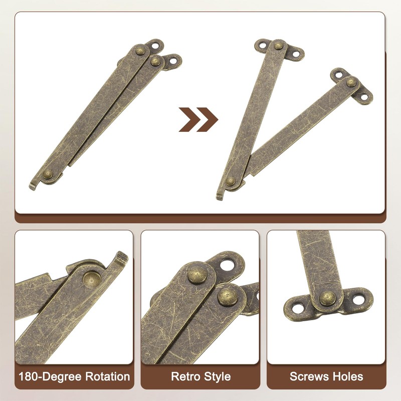 sourcing map 4" Folding Lid Support Hinges, Lift Up Stay