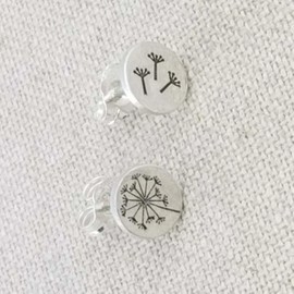 Unbranded Silver Make A Wish Dandelion Flower Circle Studs