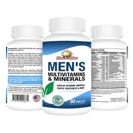 Rise-N-Shine Men's Multivitamins and Minerals with Zinc, Selenium, Calcium, Magnesium & More for Immune System Support - Vitamins for Men - 30 Tablets