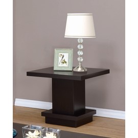 Simple Relax Pedestal Square End Table, Cappuccino