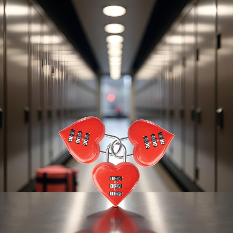 3Pcs Red Mini Heart Password Lock Small Metal Heart Shaped