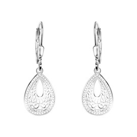 SOFIA MILANI - Women's Earrings 925 Silver with Zirconia Stones - Oval Ornament Earrings, Sterling Silver, Cubic Zirconia