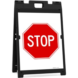 Stop Sidewalk Sign Kit, 18x24 Inches, With A Frame Stand, Made in USA