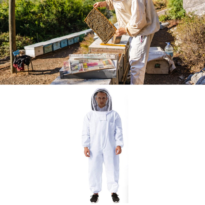 Professional Bee Suit Comfortable Breathable White Double Side Large Pocket