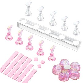 Makartt Soporte Magnético para Puntas de Uñas - Soportes de Práctica de Acrílico con 48 Piezas de Masilla Adhesiva Reutilizable (01)
