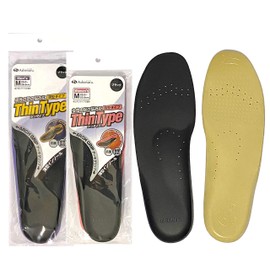 Assimal Insole, Thin Type, For Commutes, Men's Shoes, Women's Shoes, Fatigue, Heel Pain, Shock Absorption, Artificial Leather, Business Shoes, Business Insoles, Black