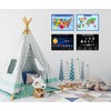 World Map, United States Map, Solar System, and Moon Phases