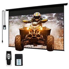 120" Motorized Projector Screen Electric Diagonal Automatic Projection 4:3 HD Movies Screen for Home Theater Presentation Education Outdoor Indoor W/Remote Control and Wall/Ceiling Mount (Black)