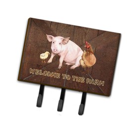 Caroline's Treasures SB3083TH68 Welcome to The Farm with The Pig and Chicken Leash or Key Holder, Triple, Multicolor