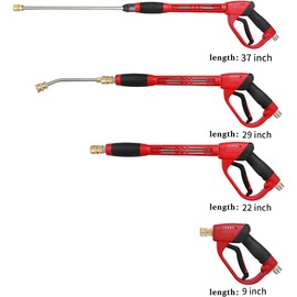 CHAVOR Upgraded Pressure Washer Gun with Extension Replacement Wand, M22 Fitting,7 Inch 30 Degree Curved Rod, 5 Nozzle Tips, 5000 PSI, 47 Inch