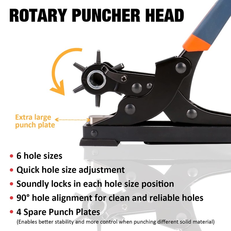 KingTool Desktop Leather Hole Punch Set, Super Heavy Duty Rotary