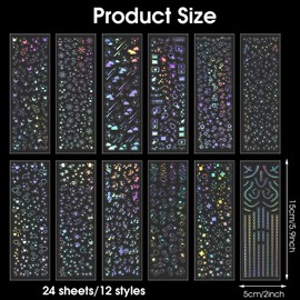 24Sheets Kpop Stickers Holographic, Self Adhesive Glitter Korean Deco Stickers, Clear Laser Kpop Photocard Sticker Bubbles Album Sticker, Cute Kpop Decals for Scrapbook DIY Decoration