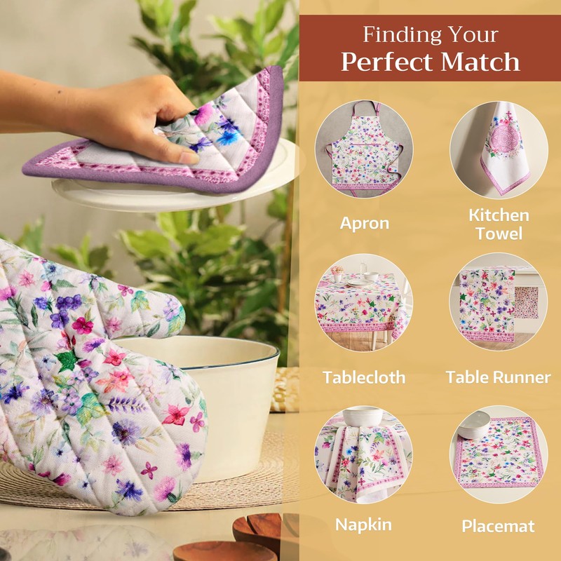 Maison d' Hermine Oven Mitt & Pot Holder 100% Cotton