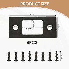 QIYUDA 4 Pack Door Lock Strike Plate 1" x 2 1/4", Black Deadbolt Strike Plates for Exterior Doors