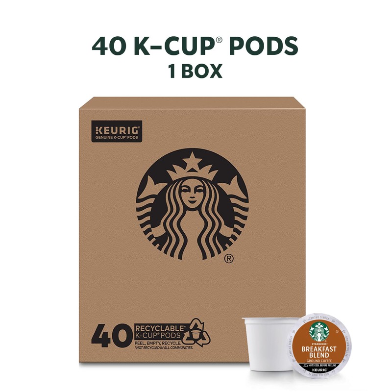 Starbucks K-Cup Coffee Pods, Medium Roast, Breakfast Blend for Keurig