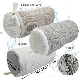 2-Packs Shoes Laundry Bag, 38×16cm Upgraded 360° Wrap-Around Cleaning Shoe Laundry Bags, Shoe Washing Machine Bag Reusable and Durable Zipper Thickened Chenille Soft Fluffy for Shoes (white)