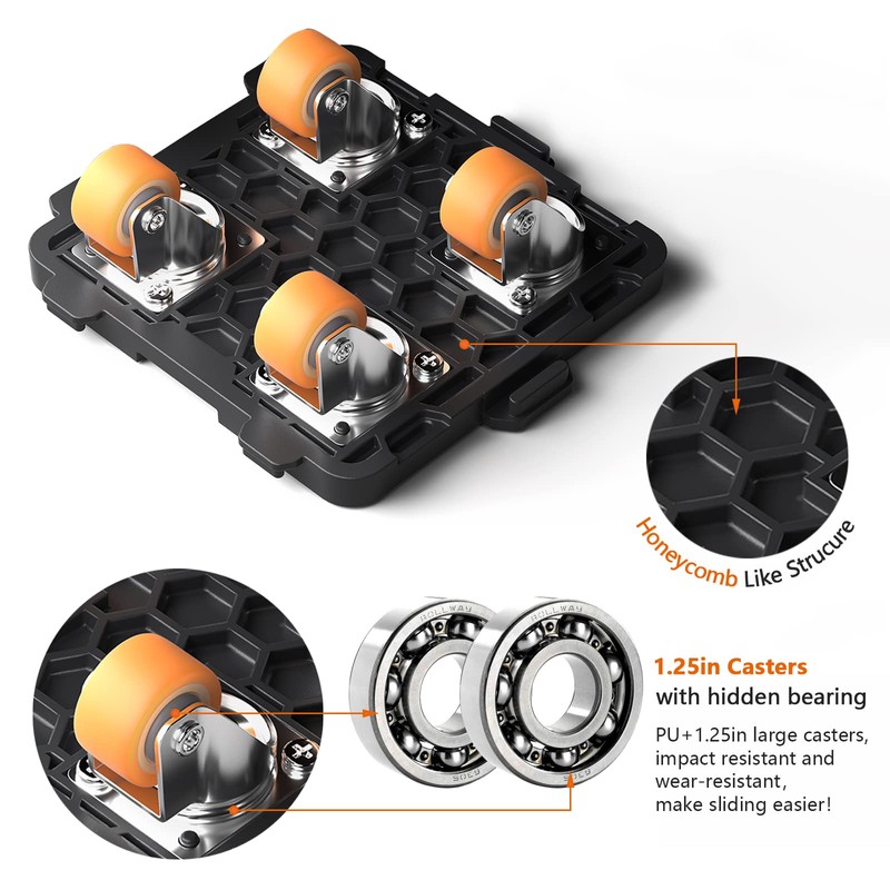 ONEON Add-on 4Pack Connectable Dolly Furniture Movers with 360° Rotating