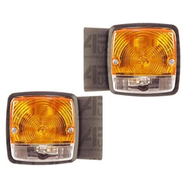 APUK 2x Front Side Lights Indicator Lamps & Support Brackets Replacement for John Deere Tractor