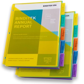 Binditek 10 Pcs/2 Set Plastic 5-Tab Binder Dividers with Front Pocket, Tab Insertable Poly Pocket Dividers for 3 Ring Binders, Letter Size, Multicolor, for Students and Coworkers