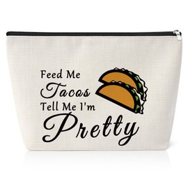 Taco Gifts for Taco Lovers 25x17CM Makeup Bag for Her Women Girl Teens Taco Day Gifts Funny Crazy Cool Food Lover Gift Birthday Anniversary Christmas Wedding Gift for Friends Sister Cosmetic Bag Pouch