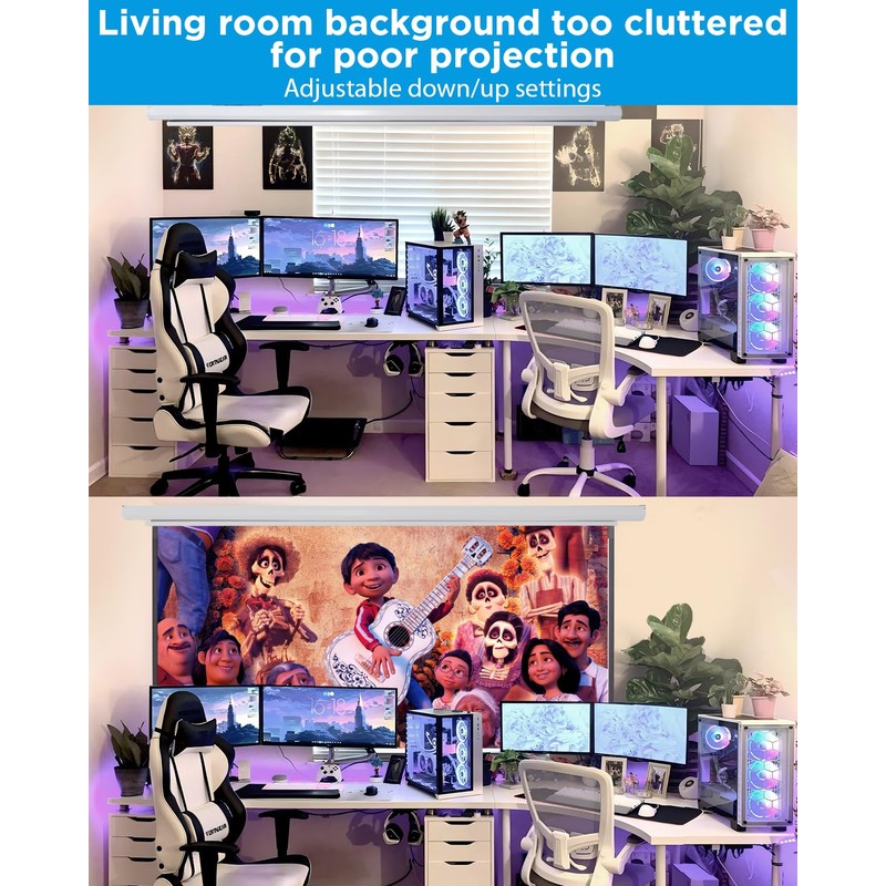 Projector Screen Pull Down 120 Inch Automatic Projector Screen with