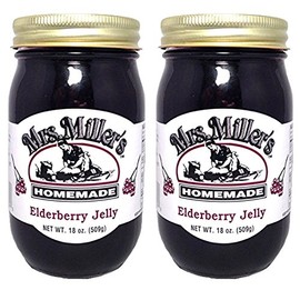 HUGE 18 oz Mrs. Miller's Elderberry Jelly - Pack of 2 - Amish and Homemade!