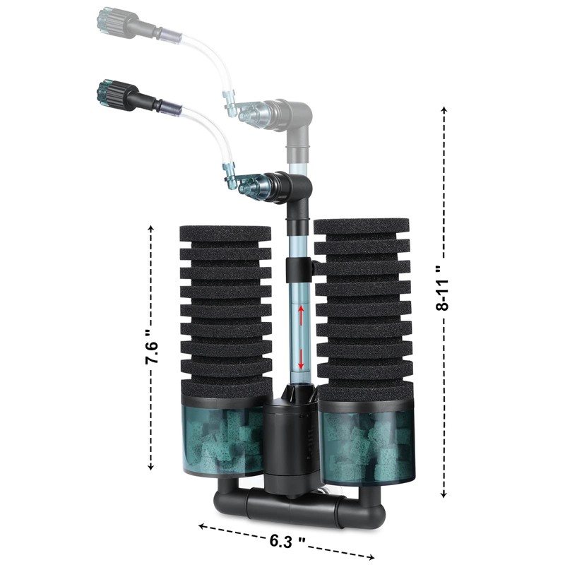 QANVEE Aquarium Sponge Filter Bubbler with Ultra Quiet Water Pump